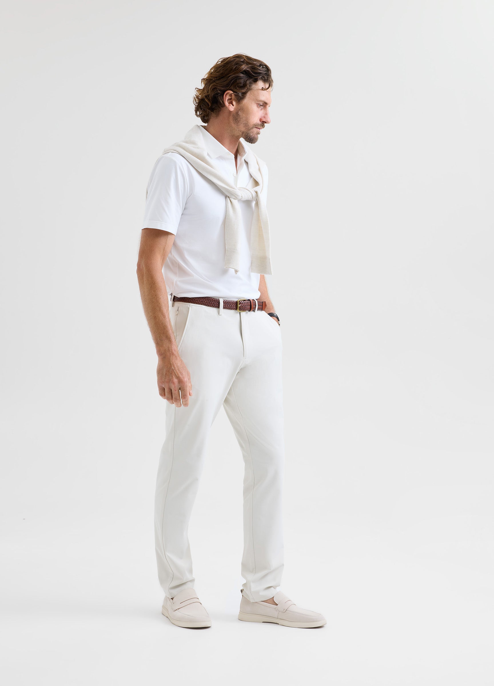 Positano Travel Chino in Bone – Luxury, Wrinkle-Resistant & Ultra-Comfortable with Performance Stretch #color_bone