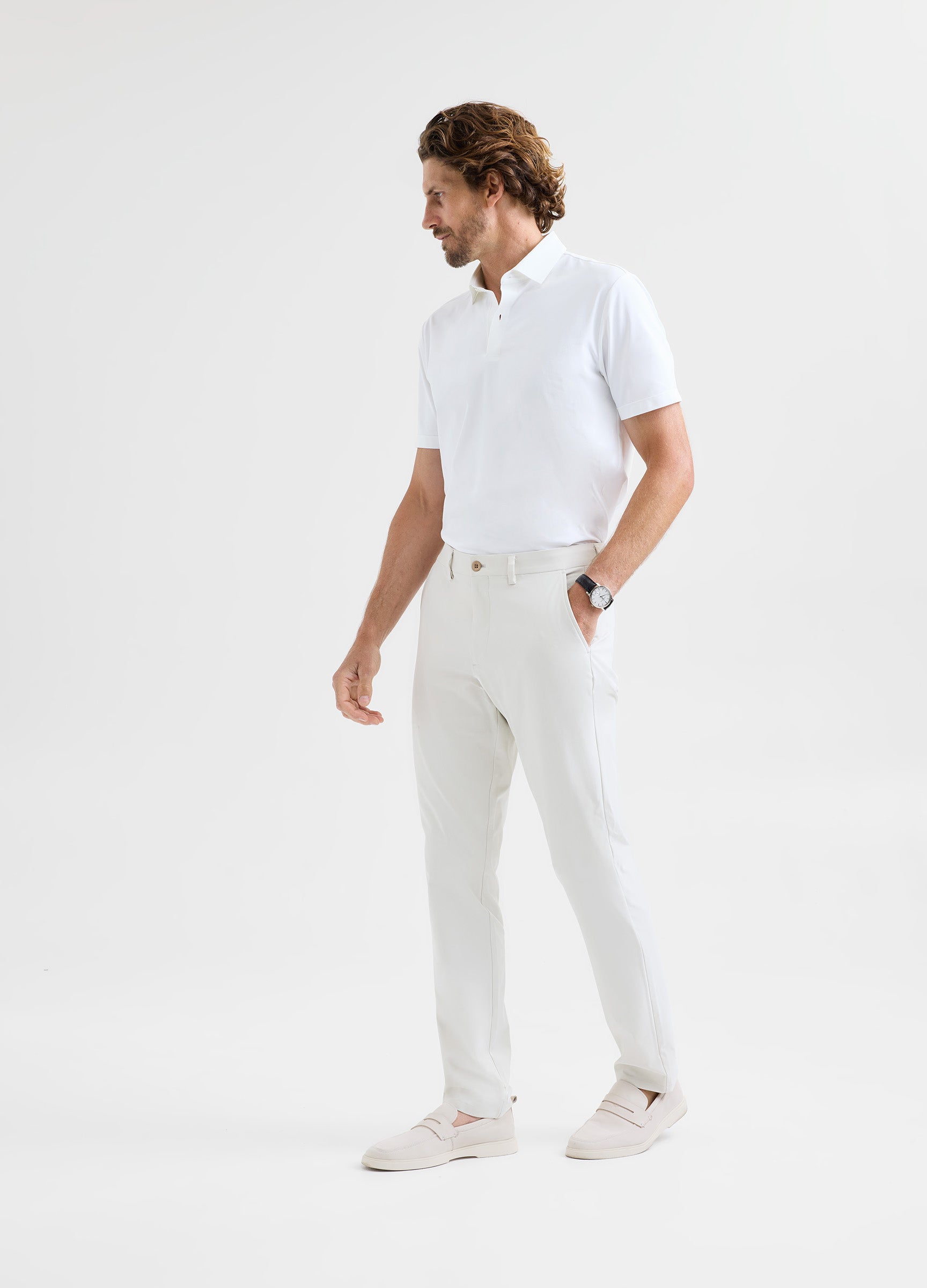 Positano Travel Chino in Bone – Luxury, Wrinkle-Resistant & Ultra-Comfortable with Performance Stretch #color_bone