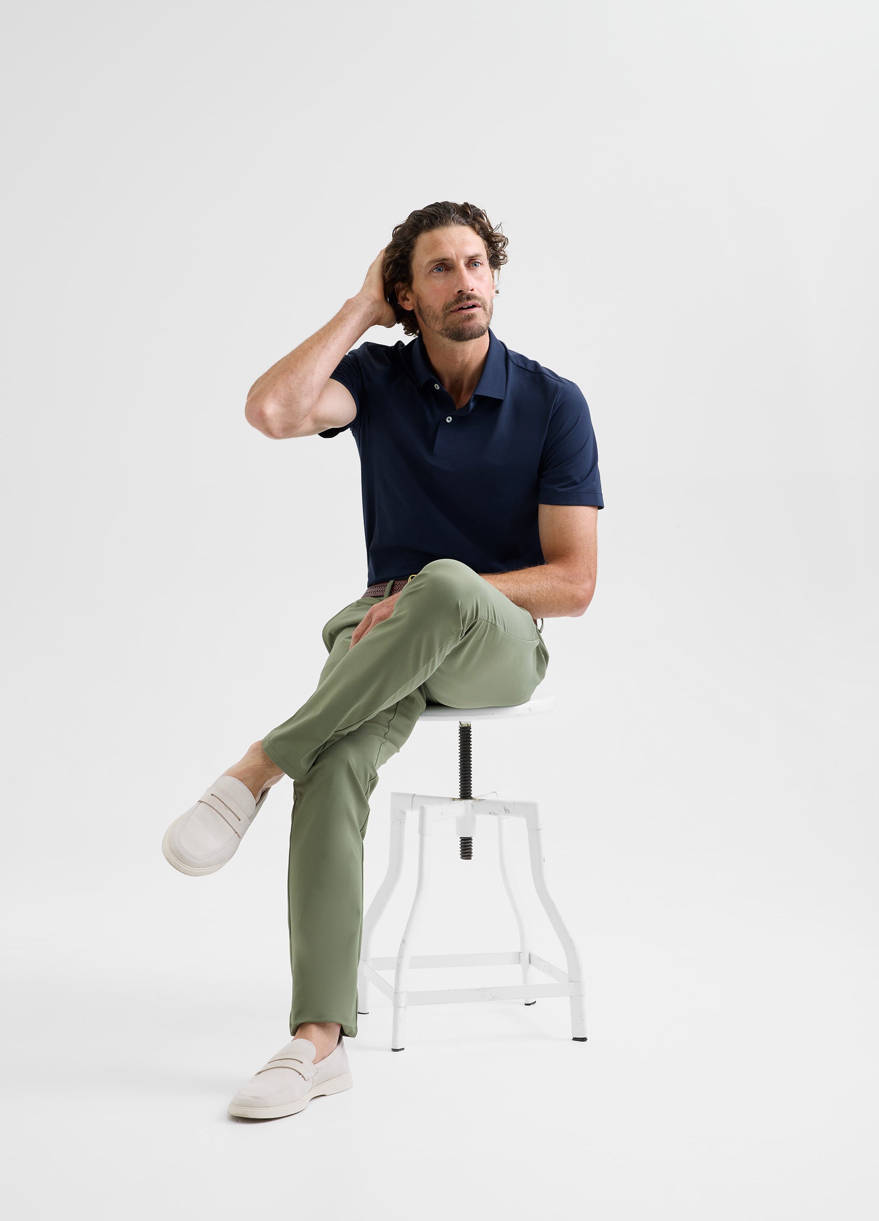 Positano Travel Chino in Olive – Luxury Stretch, Moisture-Wicking & Versatile for Travel & Everyday Wear #color_olive