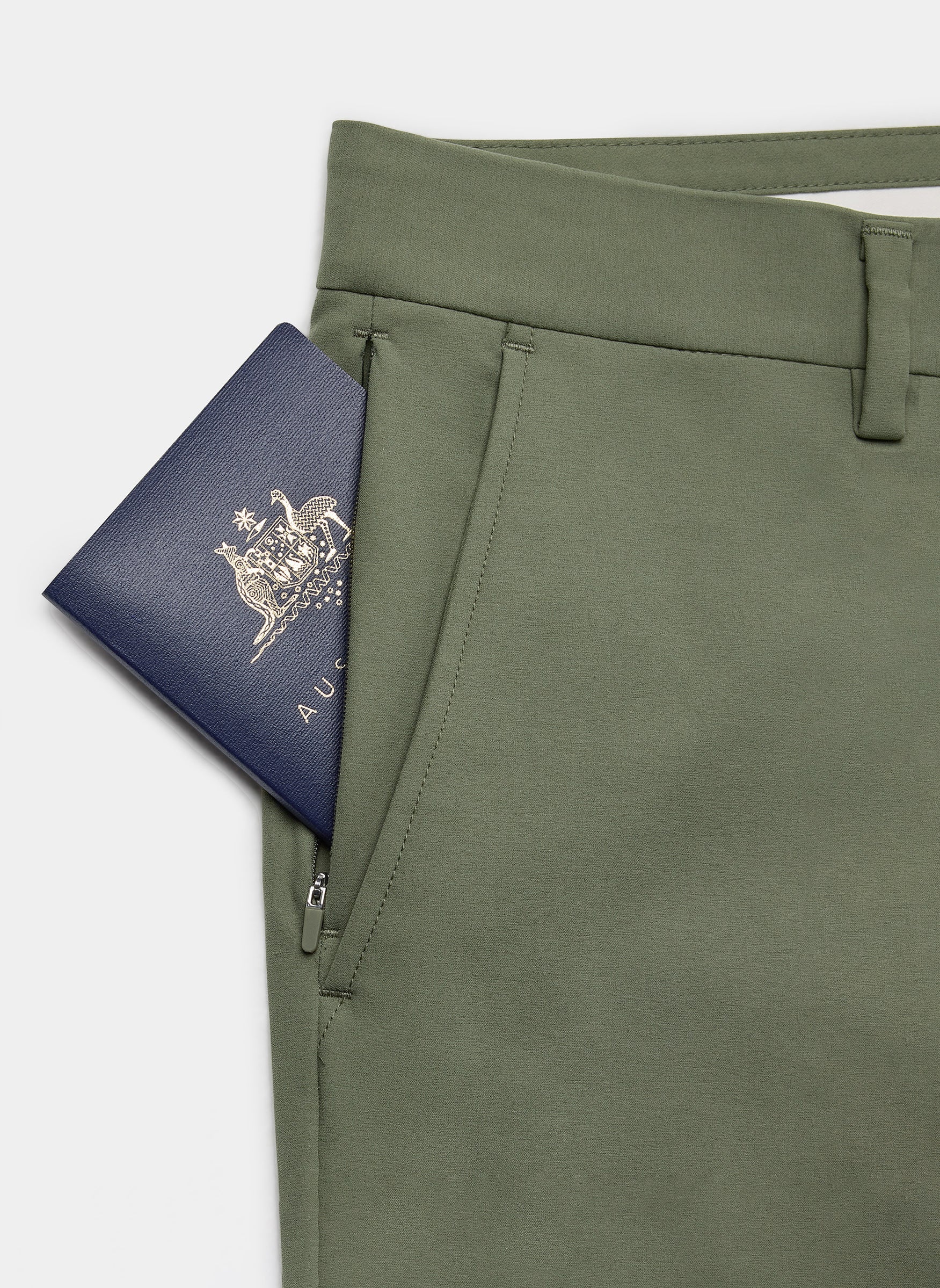 Positano Travel Chino in Olive – Luxury Stretch, Moisture-Wicking & Versatile for Travel & Everyday Wear #color_olive
