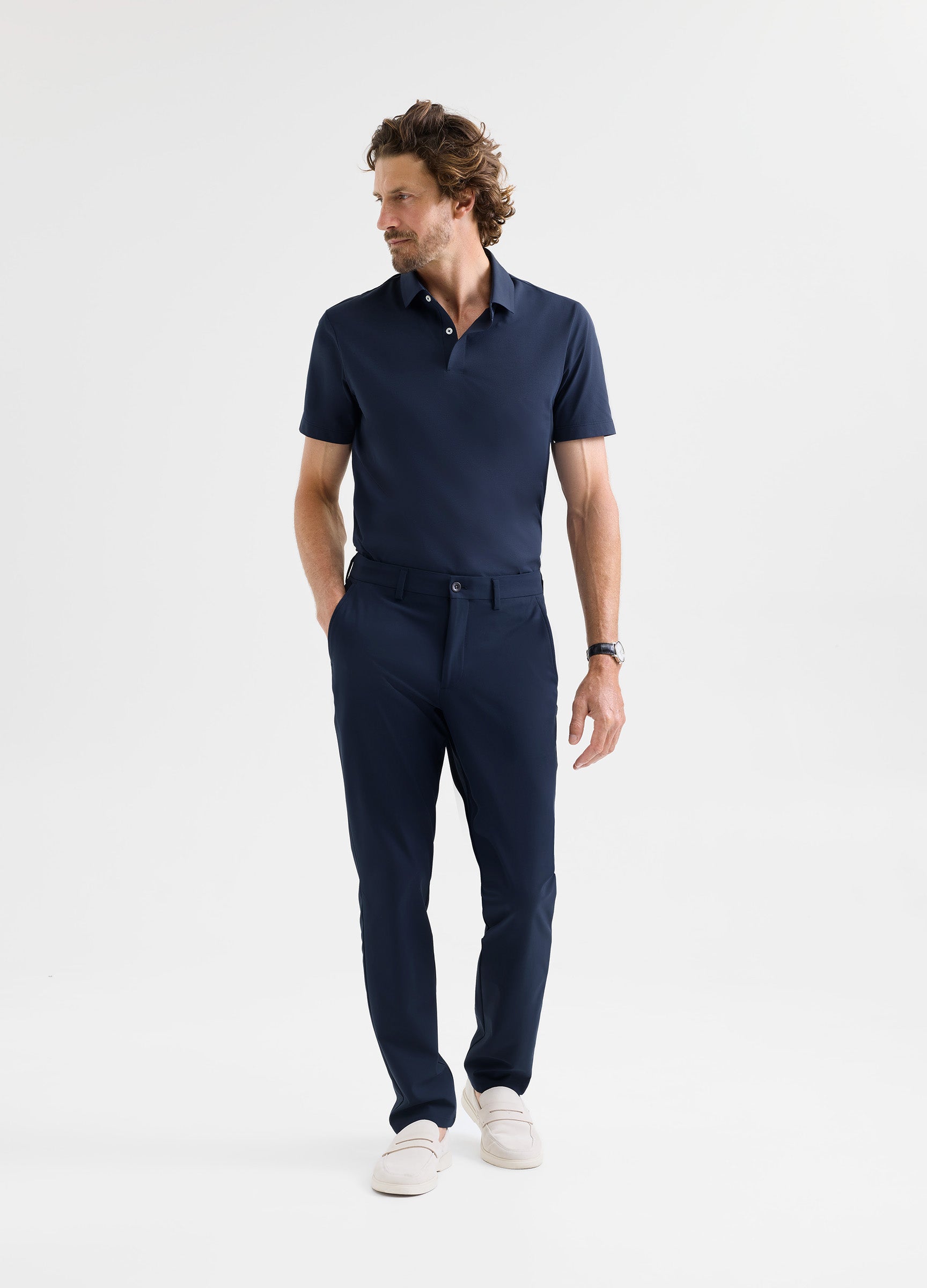 Positano Travel Chino in Navy – Luxury, Lightweight & Wrinkle-Resistant with Performance Stretch #color_navy