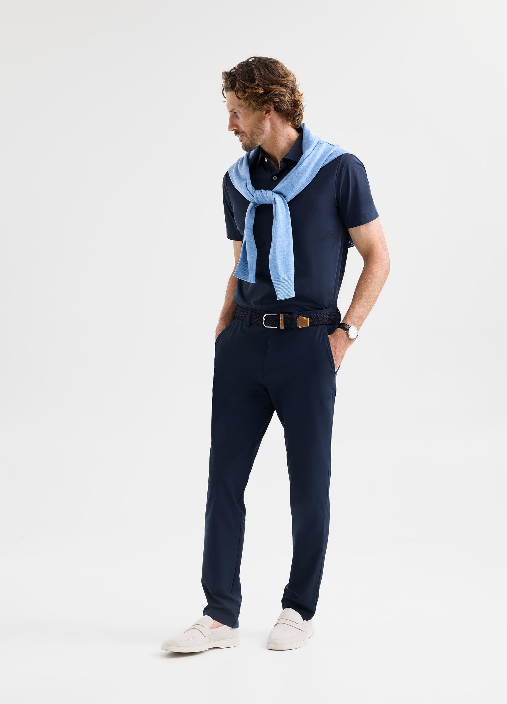 Positano Travel Chino in Navy – Luxury, Lightweight & Wrinkle-Resistant with Performance Stretch #color_navy