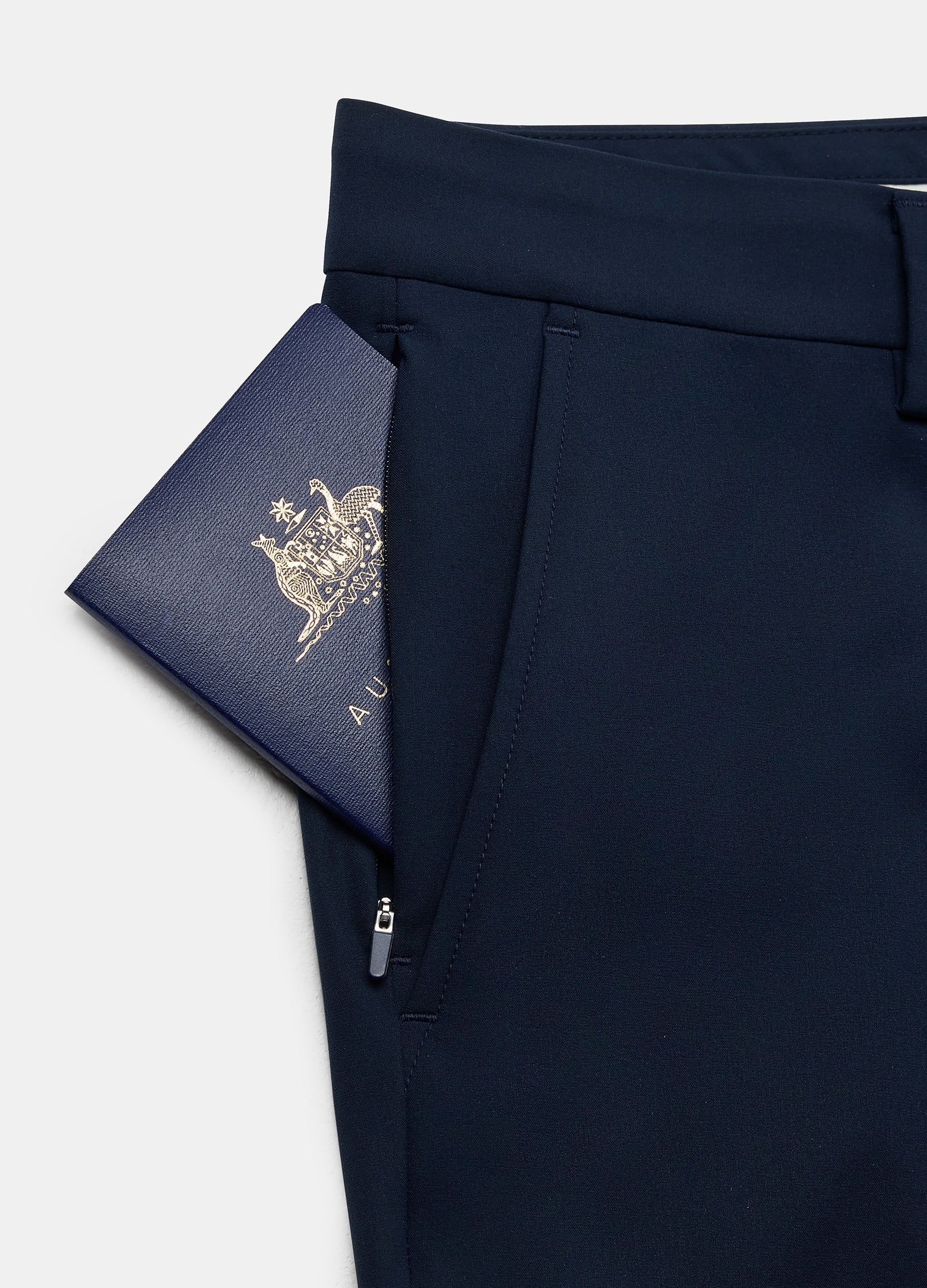 Positano Travel Chino in Navy – Luxury, Lightweight & Wrinkle-Resistant with Performance Stretch #color_navy