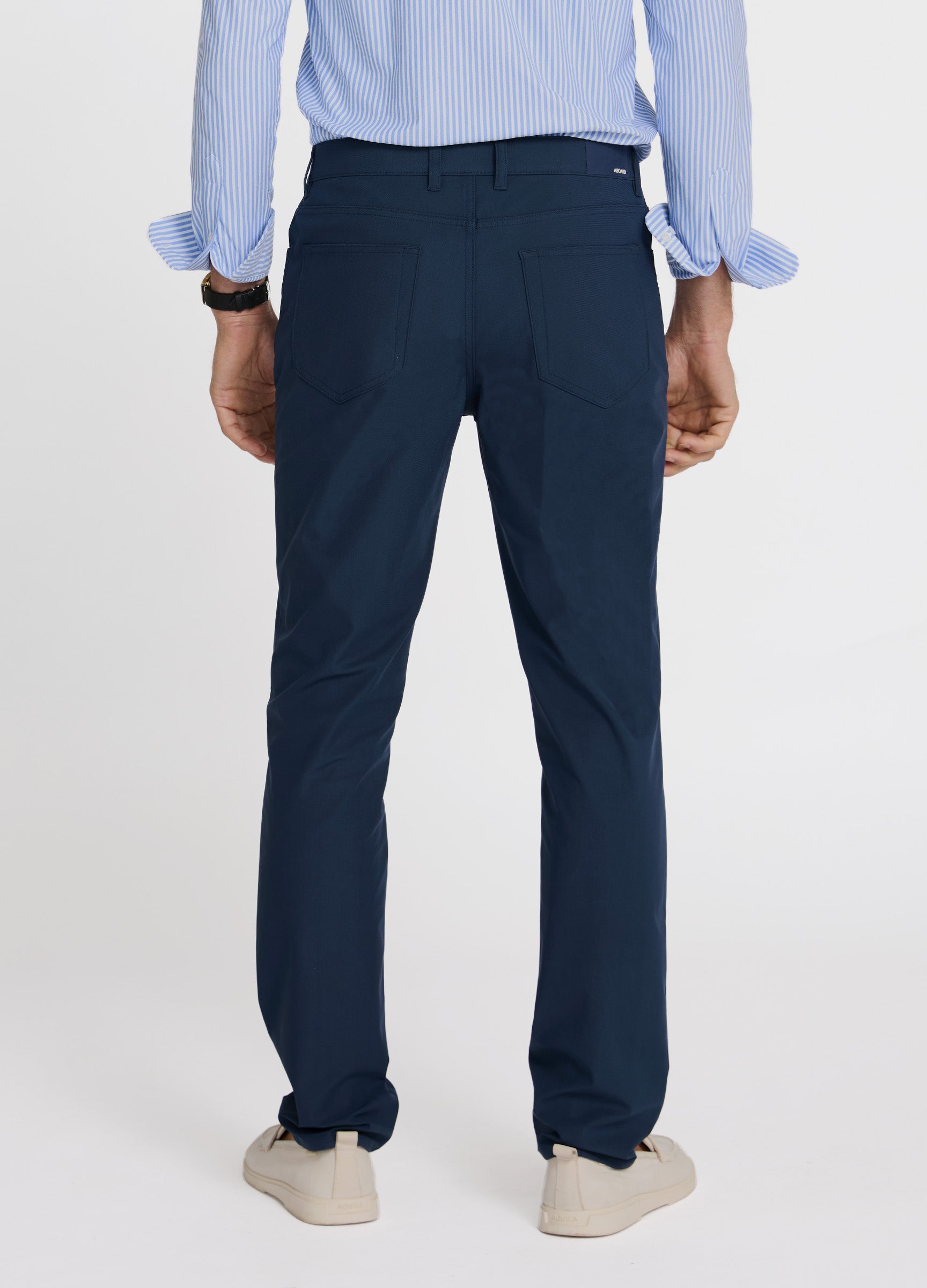 Four Seasons Travel Pant in Navy – 5 Pocket Pant with Luxury Styling #color_navy