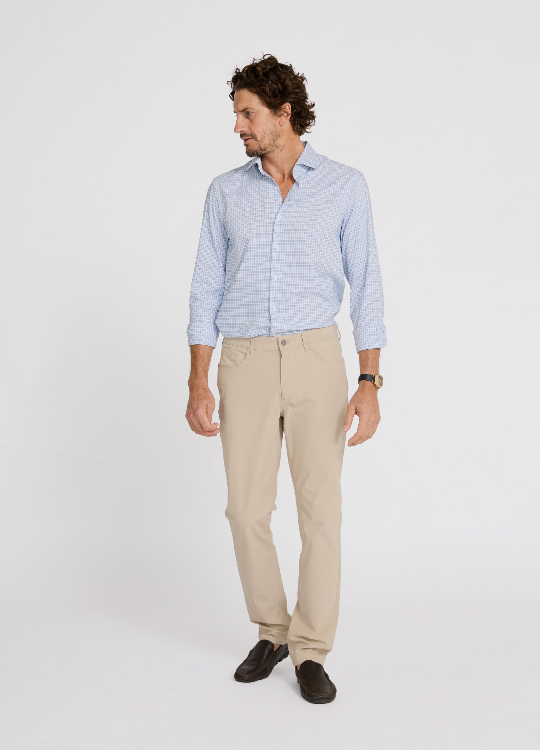 Four Seasons Travel Pant in Sand – High-Performance 4-Way Stretch Pant for Work & Travel #color_sand