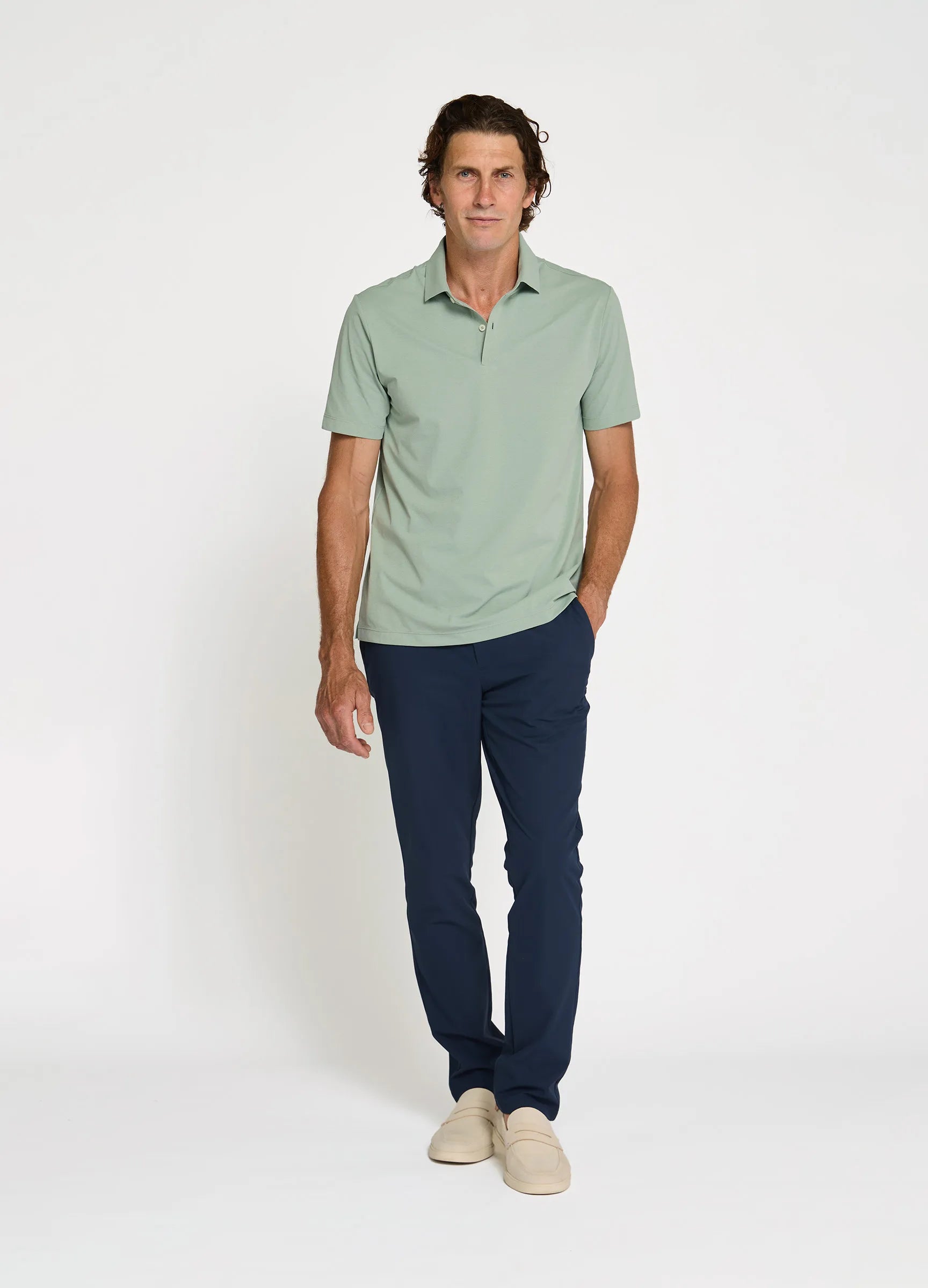 Como Travel Polo in Sage – Performance Polo with Anti-Odour, Breathable Fabric & Timeless Style #color_sage