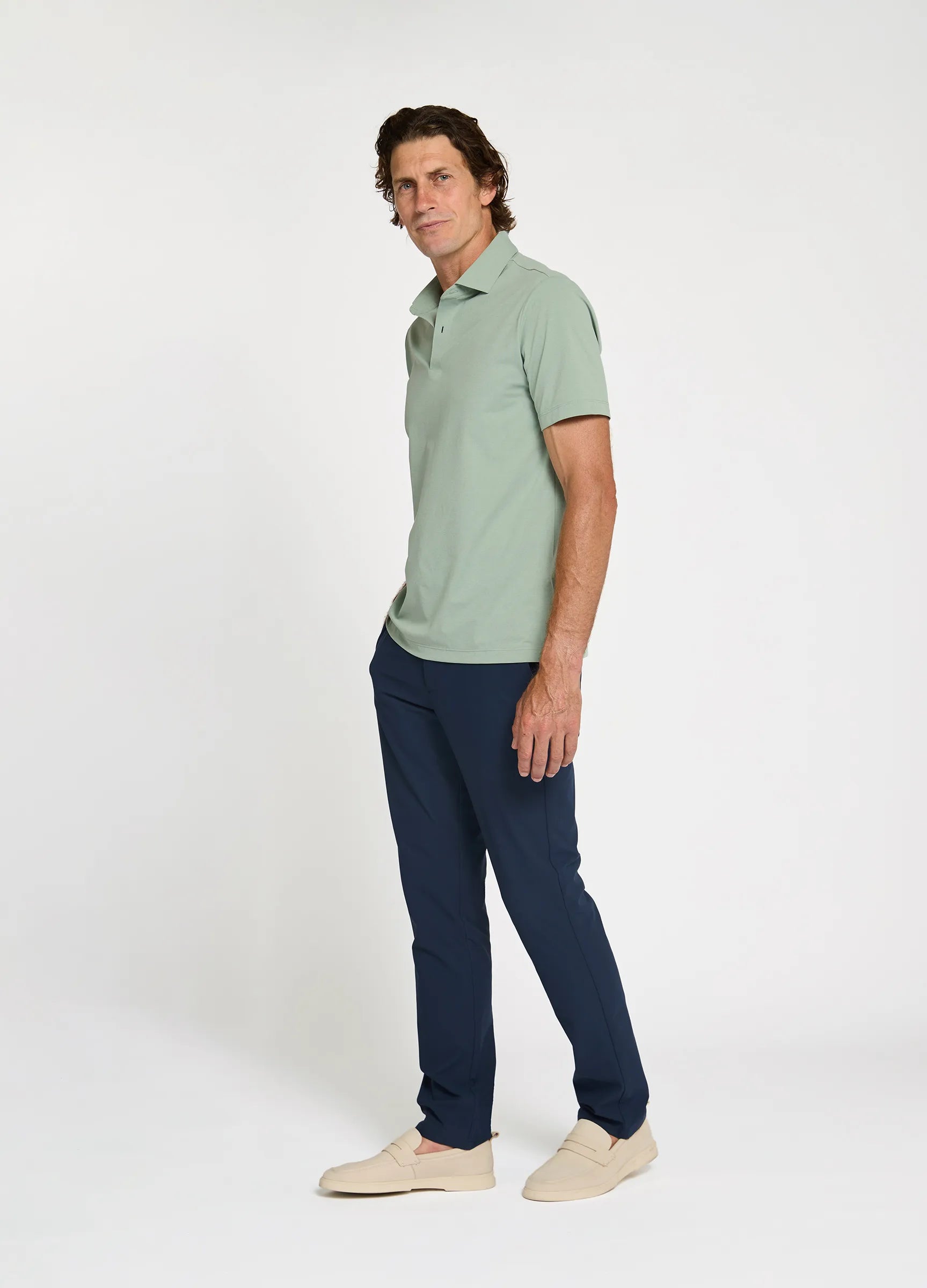 Como Travel Polo in Sage – Performance Polo with Anti-Odour, Breathable Fabric & Timeless Style #color_sage
