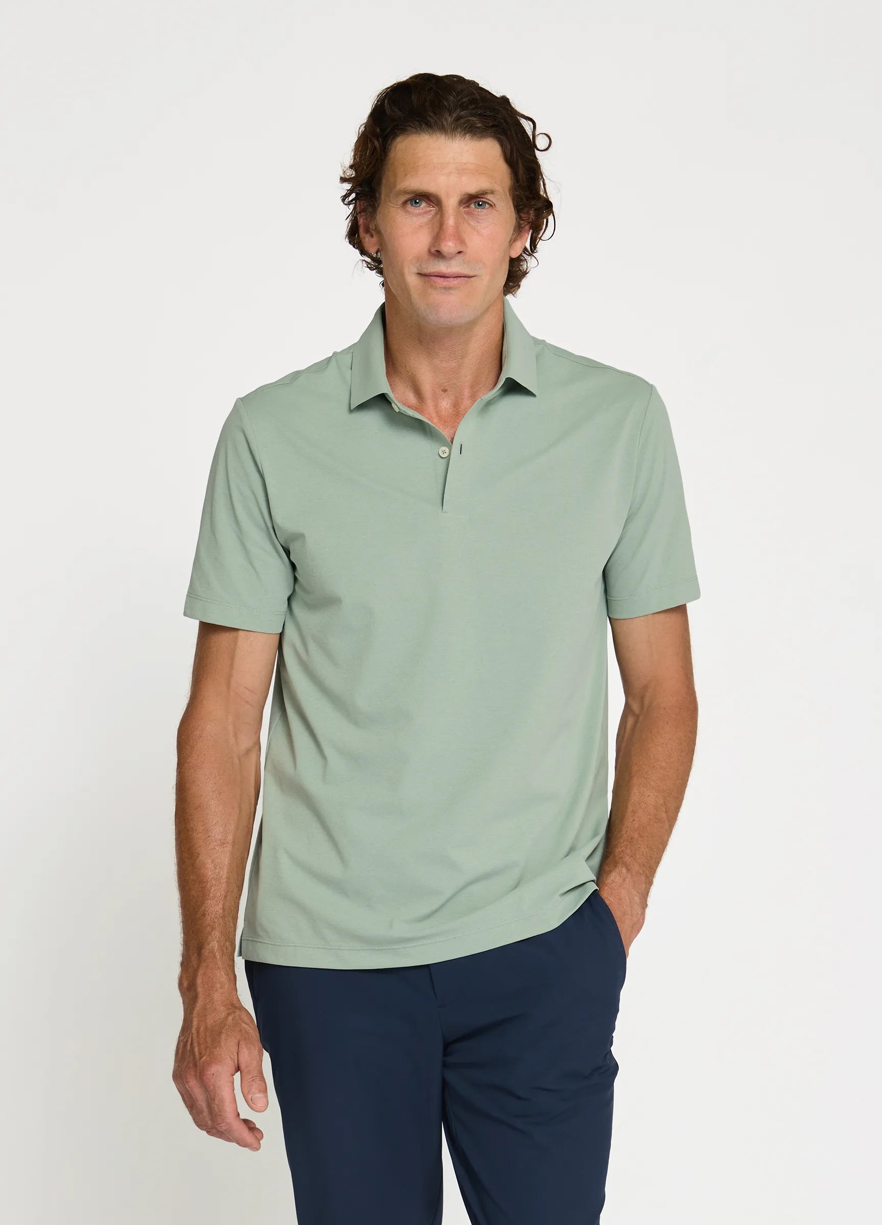 Como Travel Polo in Sage – Performance Polo with Anti-Odour, Breathable Fabric & Timeless Style #color_sage