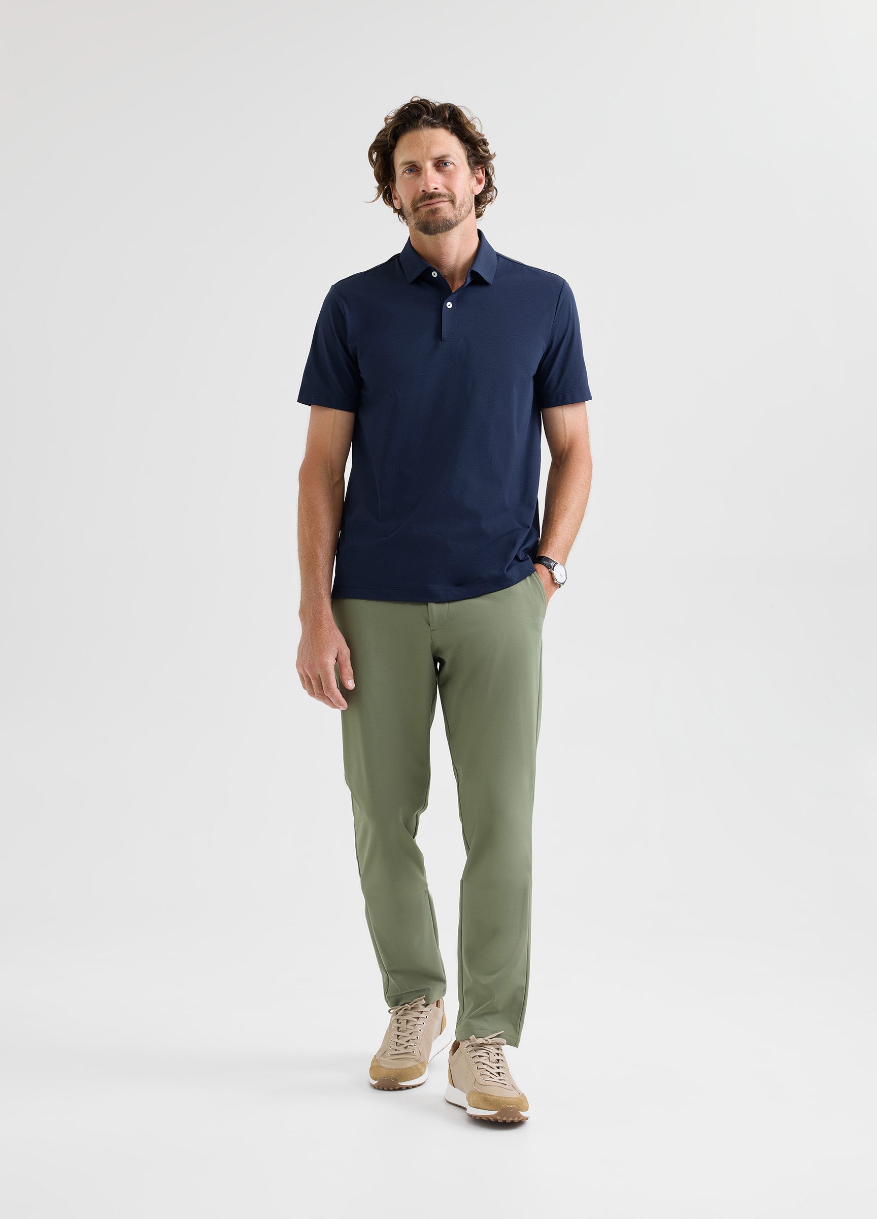 Como Travel Polo in Navy – Smart, Moisture-Wicking & Crease-Resistant for Work or Travel #color_navy