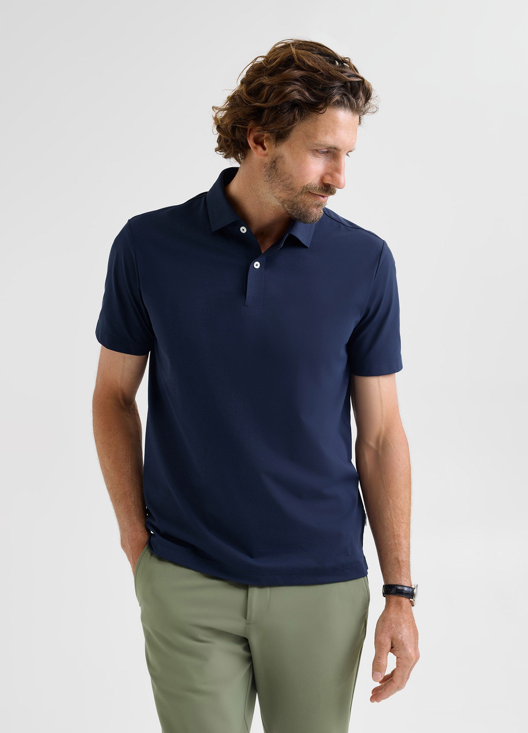 Como Travel Polo in Navy – Smart, Moisture-Wicking & Crease-Resistant for Work or Travel #color_navy