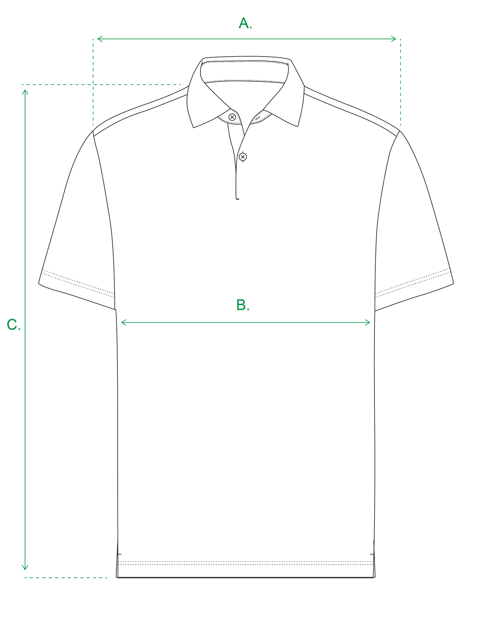 ABOARD Apparel Polo Size Chart Drawing
