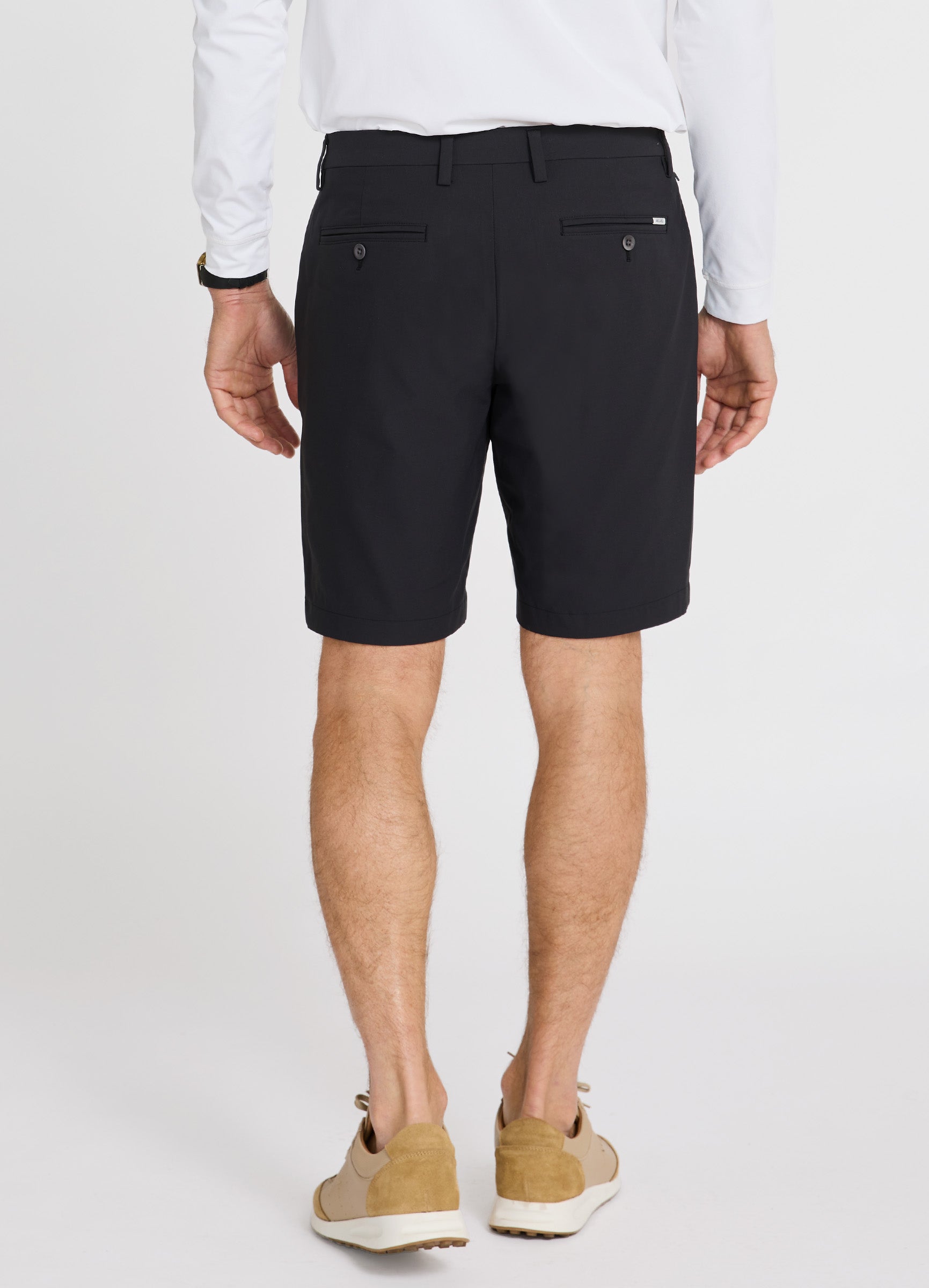 Positano Travel Chino Short in Black – Tailored Fit with refined pockets #color_black