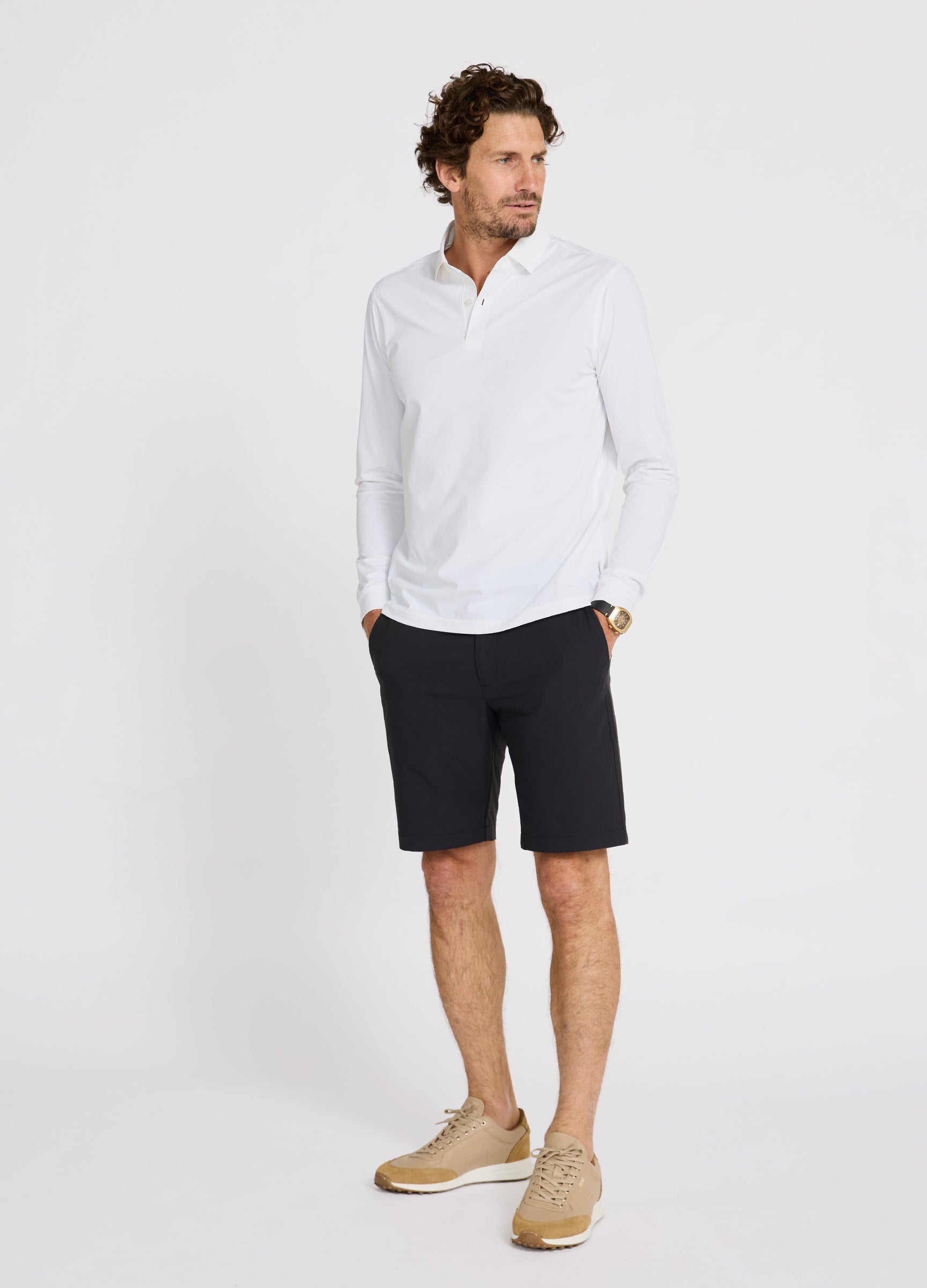 Positano Travel Chino Short in Black – Stylish Travel Outfit for Day-to-Night Versatility #color_black
