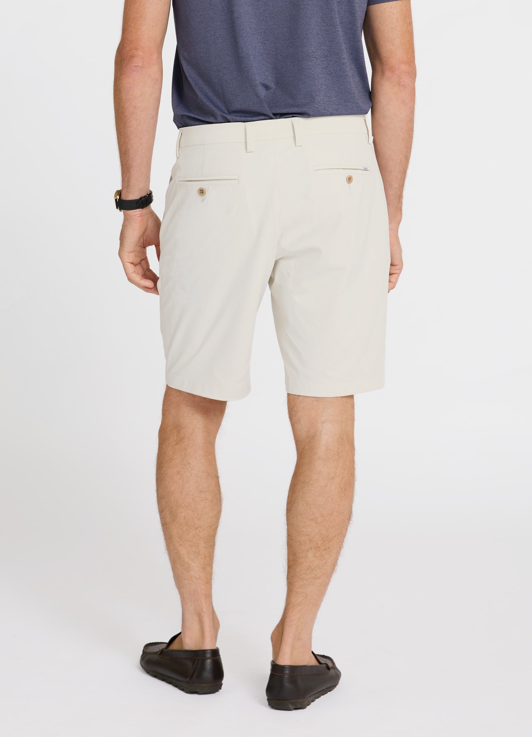 Positano Travel Chino Short in Bone – Tailored Fit Shorts with Refined Back Detailing #color_bone