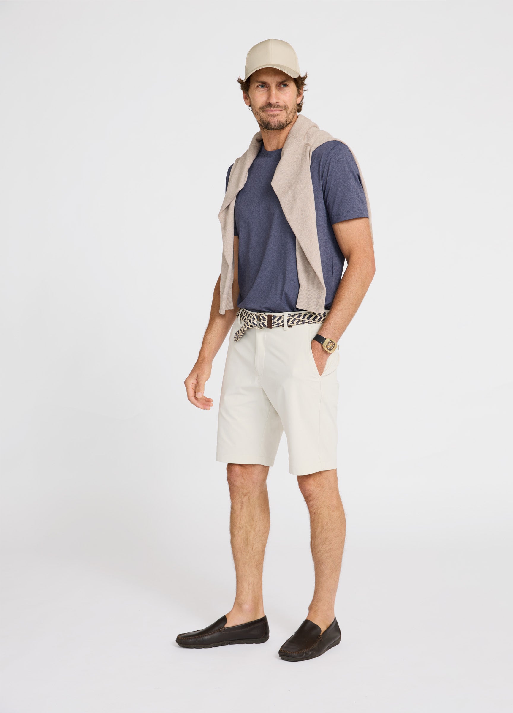 Positano Travel Chino Short in Bone – Luxury travel essential outfit #color_bone