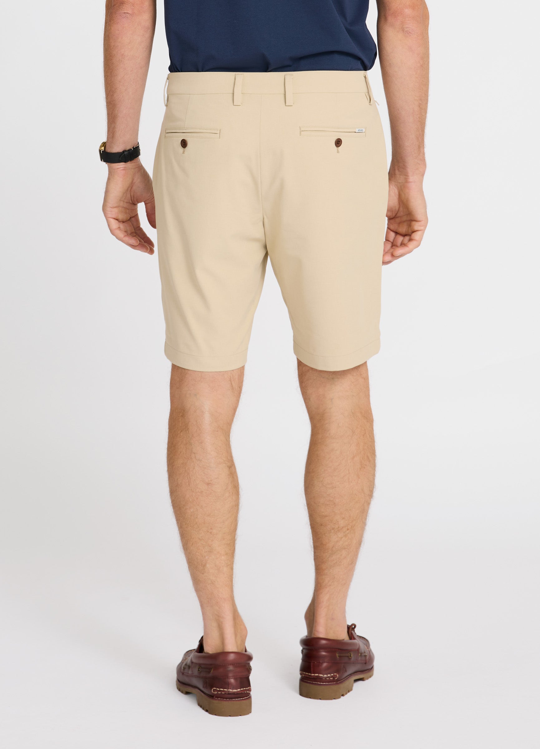 Positano Travel Chino Short in Sand – Tailored Back Detailing in Premium Travel Shorts #color_sand
