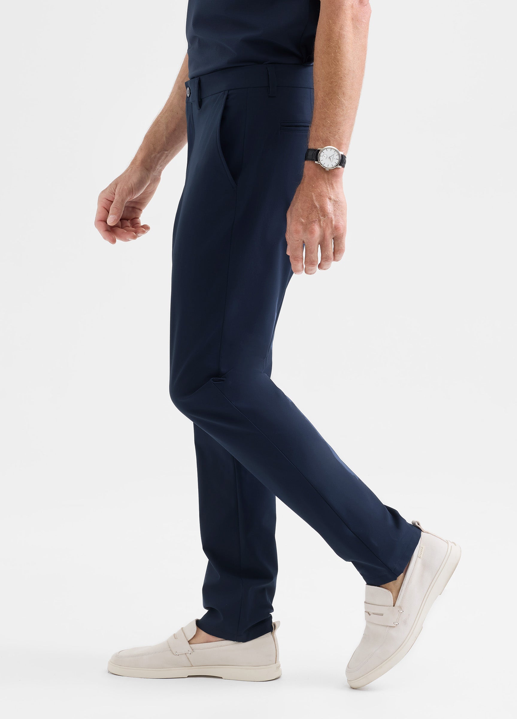 Positano Travel Chino in Navy – Luxury, Lightweight & Wrinkle-Resistant with Performance Stretch #color_navy