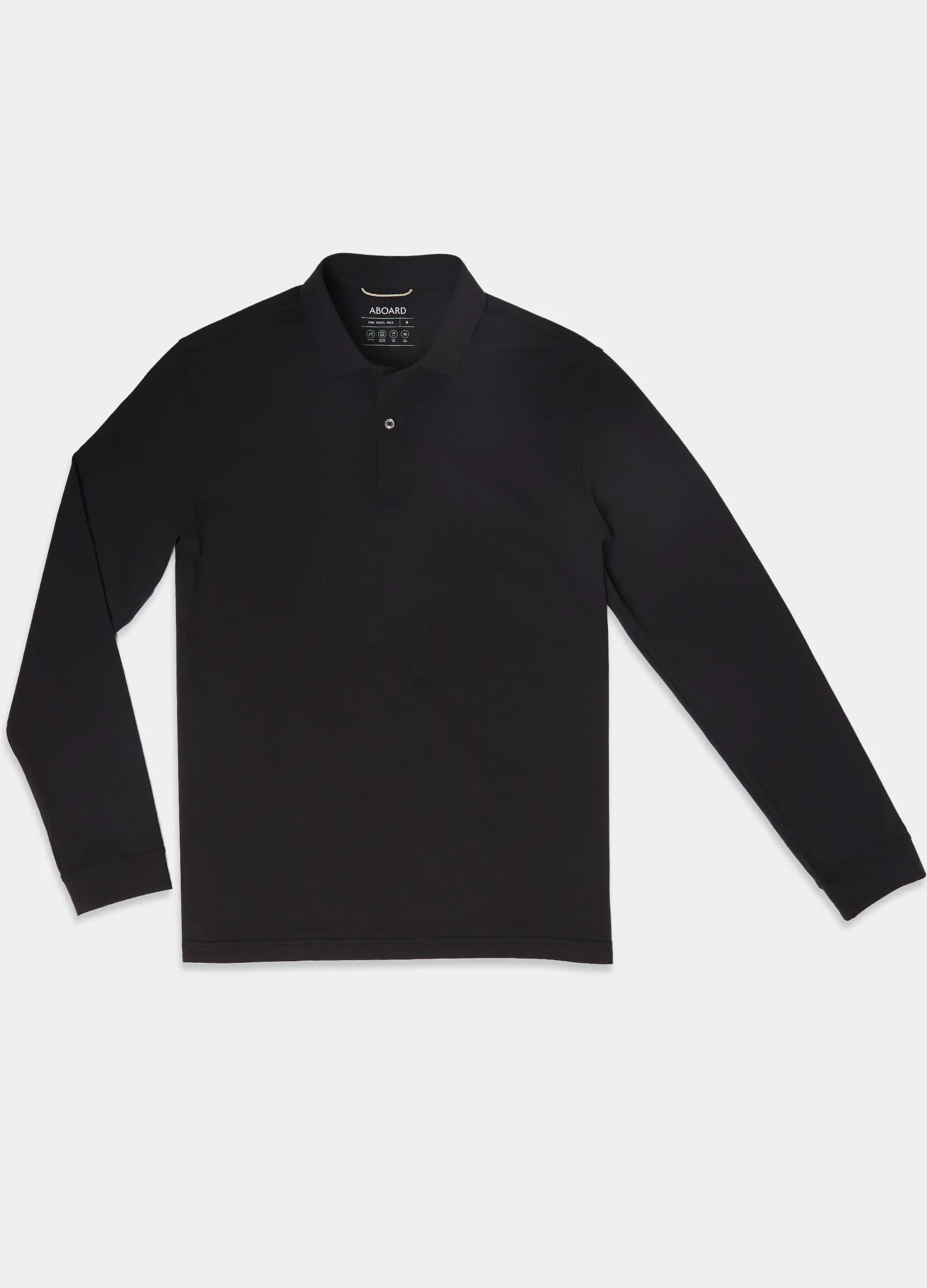 Como Long Sleeve Travel Polo in Black – Performance Polo with Sun Protection, Moisture-Wicking & Timeless Style #color_black