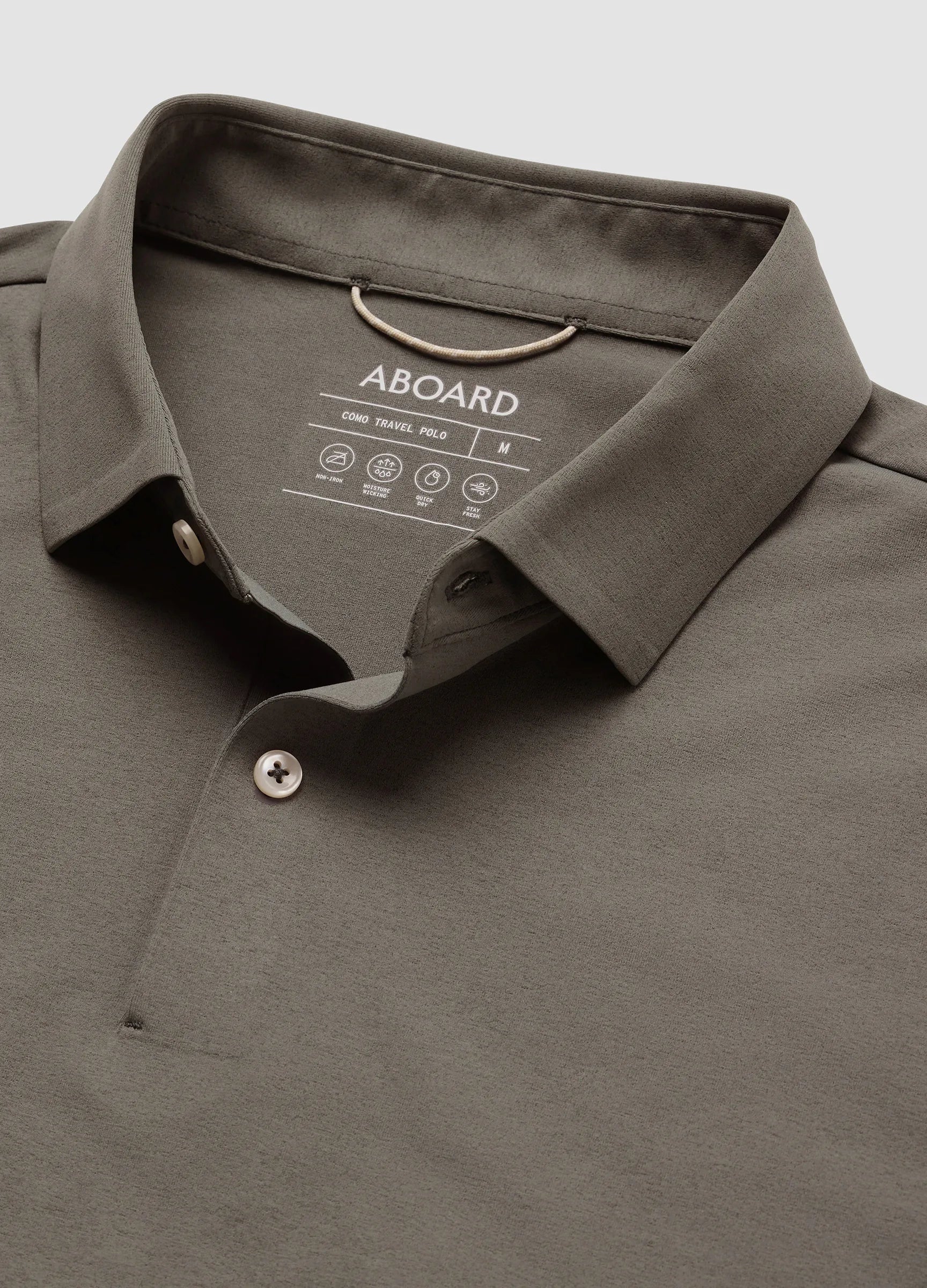 Como Long Sleeve Travel Polo in Dark Truffle – Performance Polo with Sun Protection, Moisture-Wicking & Timeless Style #color_dark truffle