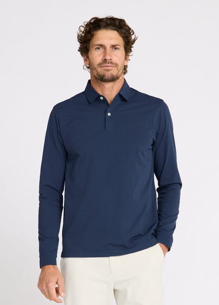 polo dress shirts long sleeve Signature Liquid Cotton Button-Down Collar Long-Sleeve this polo offers a modern fit that can be worn over or under body armor Sun Protective UPF 50+ Long