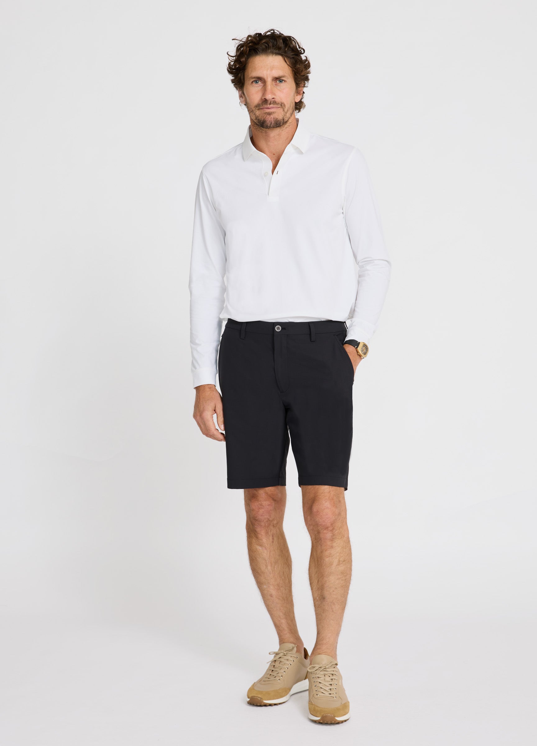 Positano Travel Chino Short in Black – Refined Smart-Casual Shorts for Travel #color_black