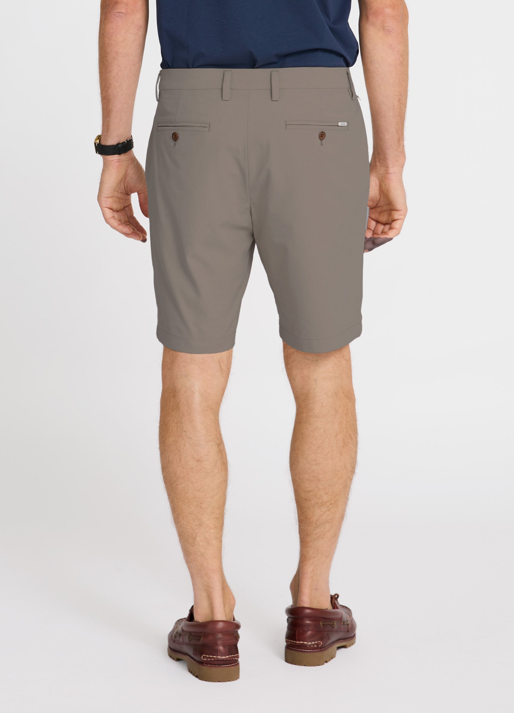 Positano Travel Chino Short in Truffle – Tailored Back Detailing in Premium Travel Shorts #color_truffle