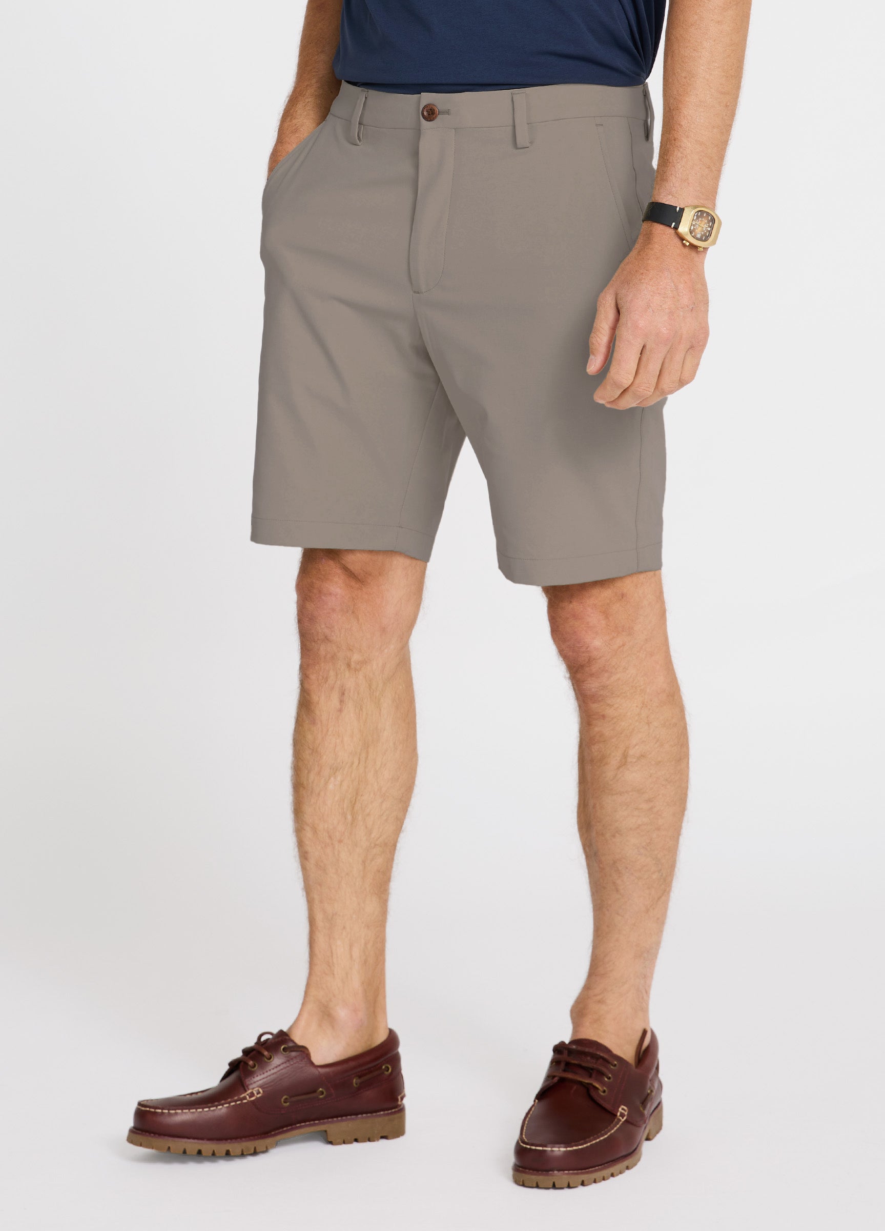 Positano Travel Chino Short in Truffle – Crisp, Lightweight Shorts for Summer Travel #color_truffle