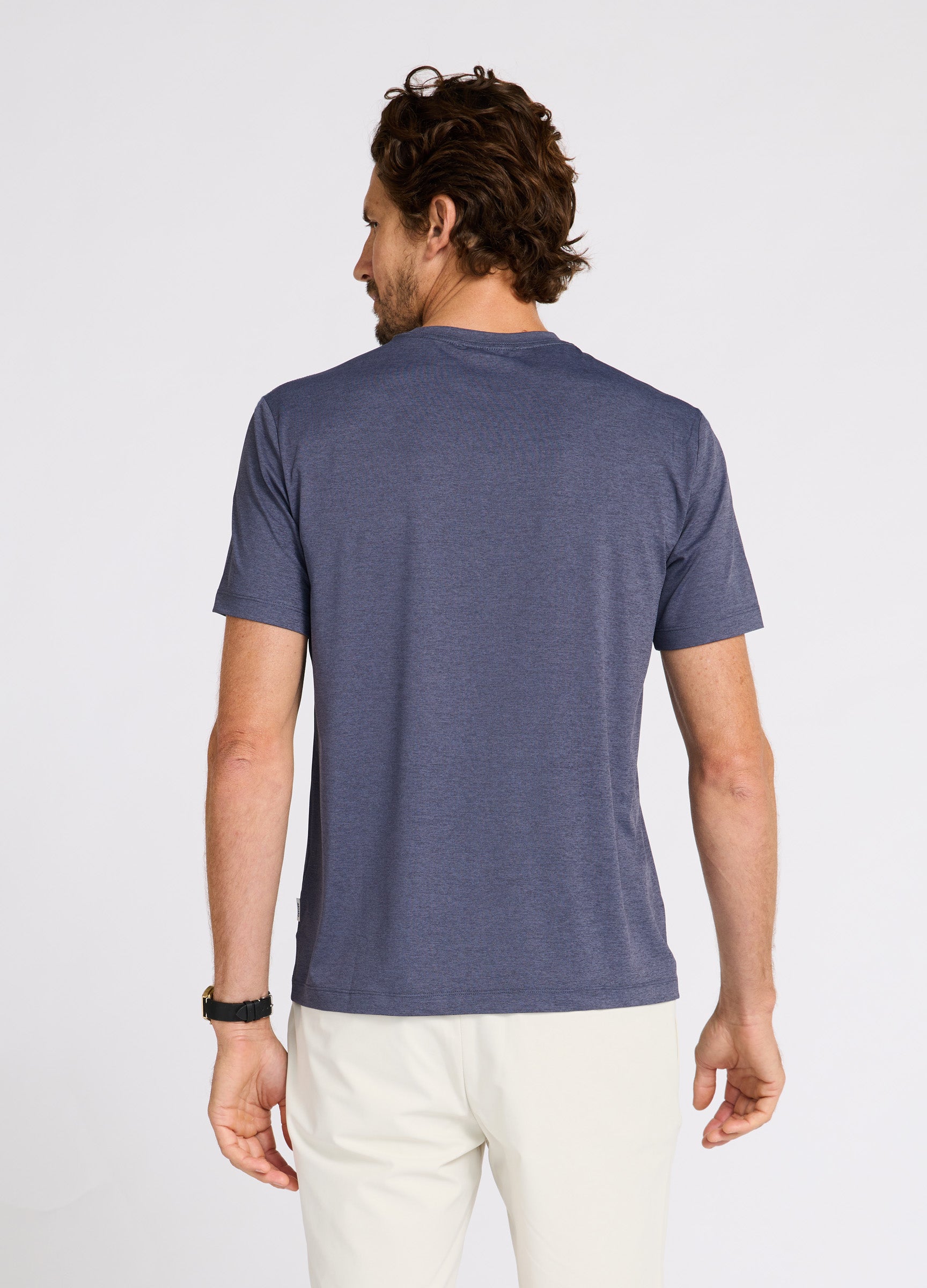 Biarritz Comfort Tee in French Navy – Wrinkle-Free Performance Tee with Modern Cut and Lasting Comfort #color_french navy