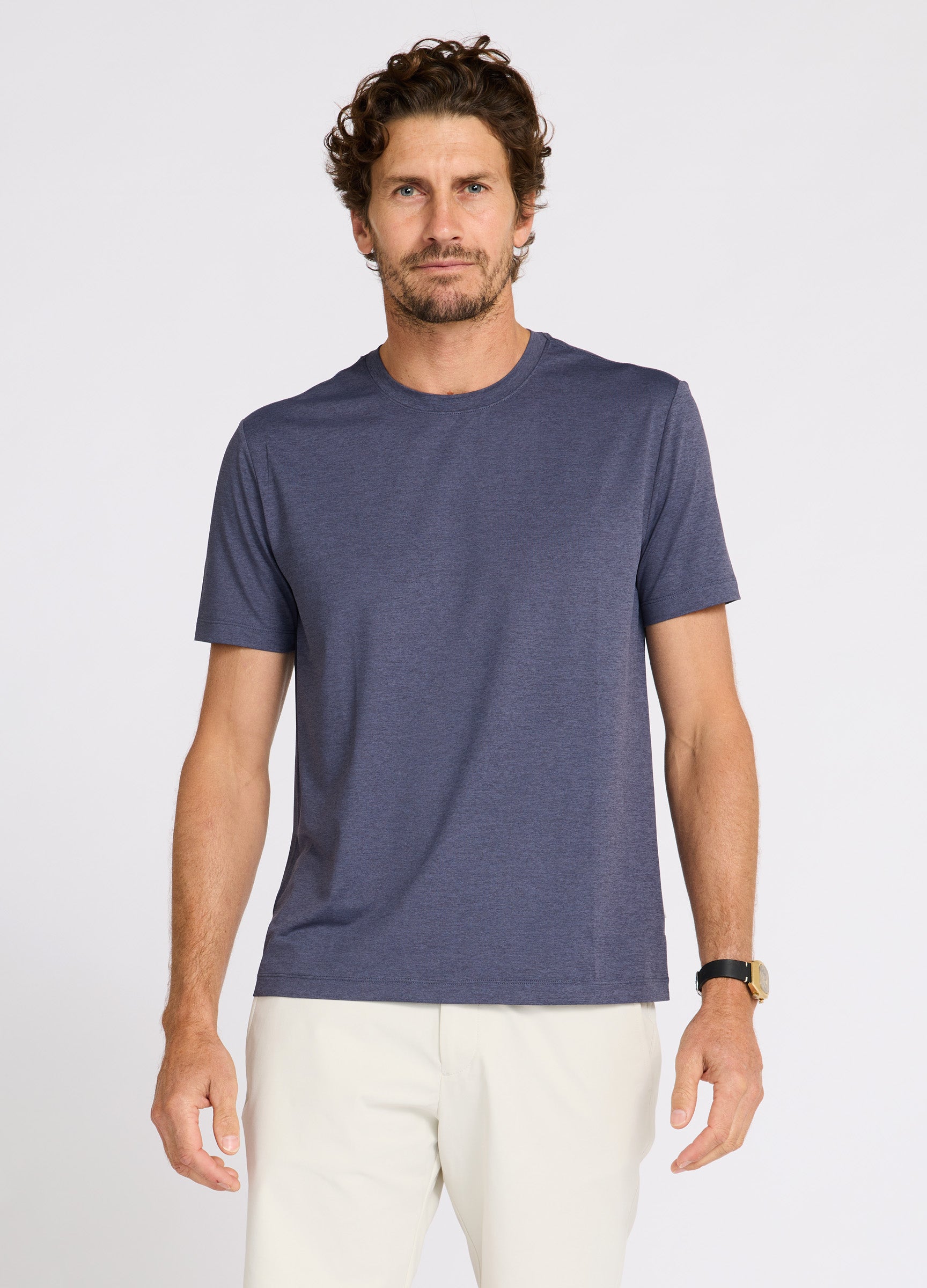 Biarritz Comfort Tee in French Navy – Super-Soft Travel T-Shirt with Cooling and UPF 50+ Sun Protection #color_french navy