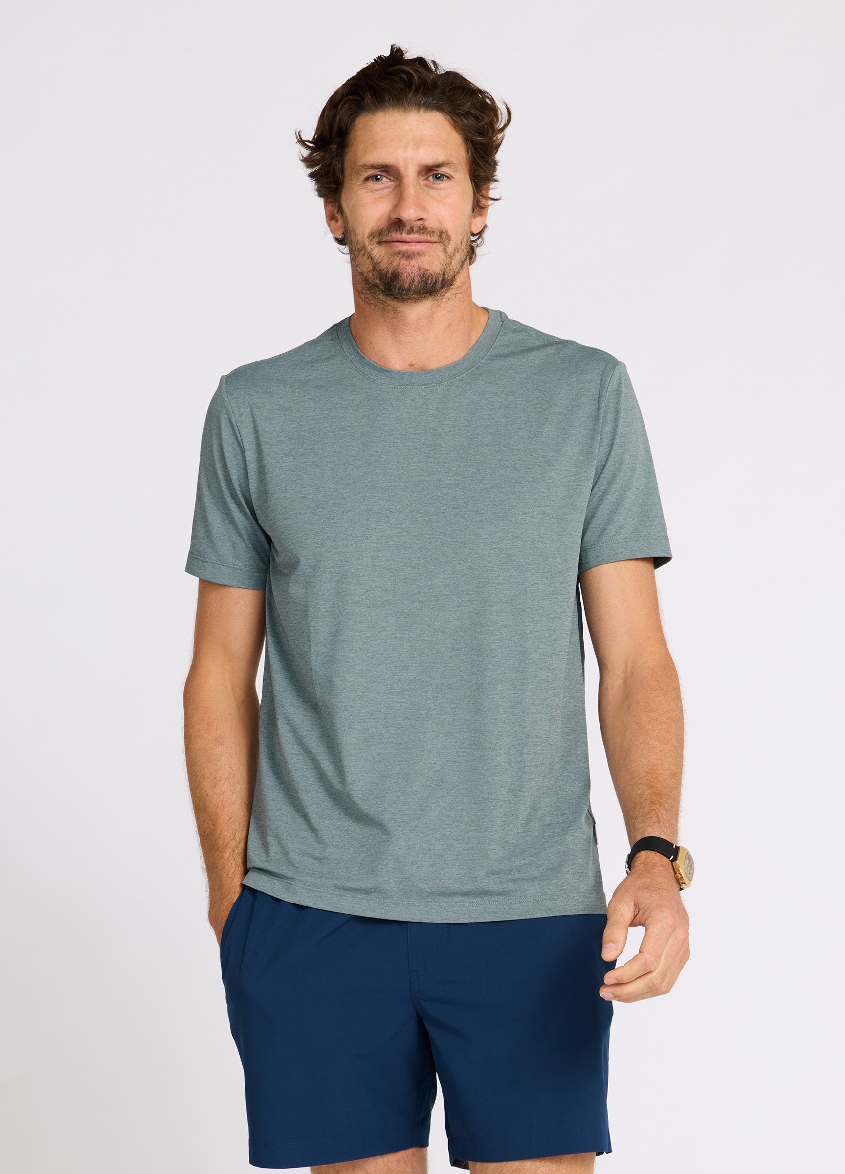 Biarritz Comfort Tee in Sea Green – Cooling Travel Tee with UPF 50+ Sun Protection and Anti-Odour Freshness #color_sea green