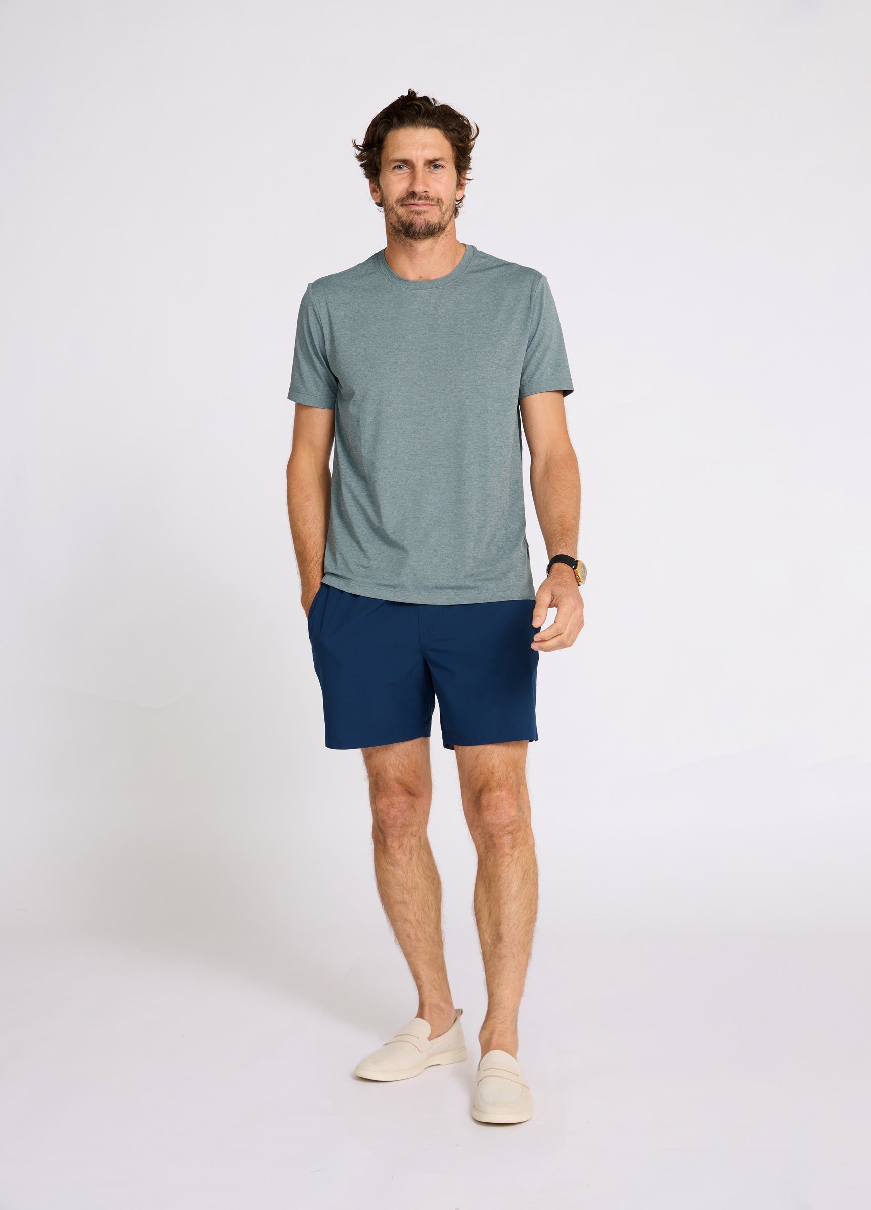 Biarritz Comfort Tee in Sea Green – Men’s Luxury Performance Tee Styled for Travel and Coastal Living #color_sea green